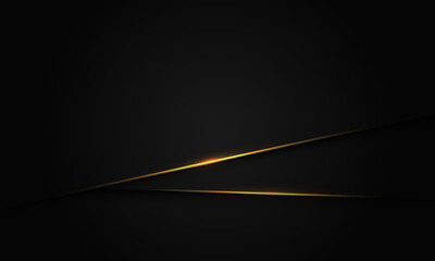 Poster - Abstract gold line light slash on black shadow with blank space design modern luxury futuristic blackground vector