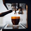 Espresso coffee by using coffee machine.