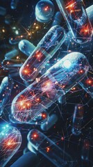 Wall Mural - Futuristic Capsules Highlighting AI-Driven Drug Discovery