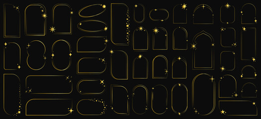 Wall Mural - vector gold sparkles. gold glitter circle. frame with glitter for logo, icon, vip card, gift