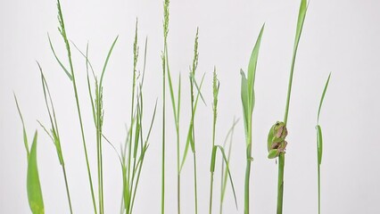 Wall Mural - The amazing tree frog among the grass (Hyla intermedia)