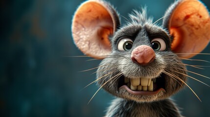 Poster - A close up of a rat with big ears and an angry look, AI