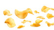 Potato chips isolated on transparent background.