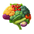 Human brain design concept of a variety of colorful healthy vegetables, realistic illustration.