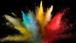 Launched colorful powder, isolated on black background 