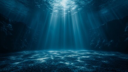 Wall Mural - Underwater Background with Sun Rays