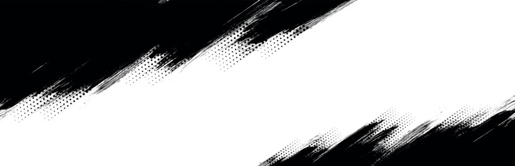 Aufkleber - Background for text. Isolated grunge traces banners set. Black paint. abstract splatter grunge with halftone effect. Brush ink stroke.
