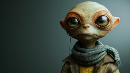 Canvas Print - A close up of a small alien with big eyes and ears, AI