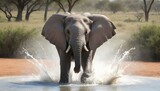 Fototapeta  - An-Elephant-Splashing-In-A-Pool-Of-Water- 2