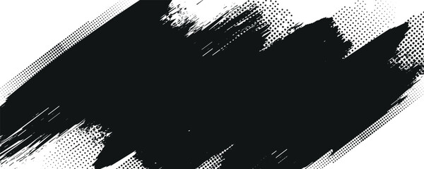 Aufkleber - Background for text. Isolated grunge traces banners set. Black paint. abstract splatter grunge with halftone effect. Brush ink stroke.