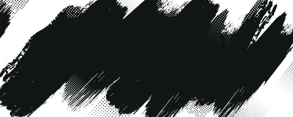 Aufkleber - Background for text. Isolated grunge traces banners set. Black paint. abstract splatter grunge with halftone effect. Brush ink stroke.