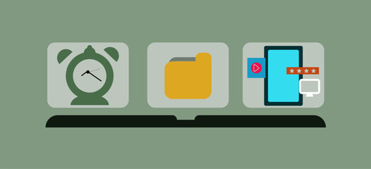 Poster - 2d illustration mobile folder storage

