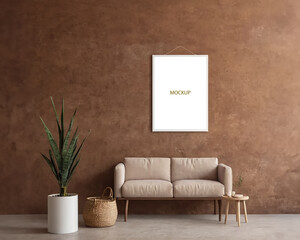 Wall Mural - Photoshop mockup template white frame for custom image and text