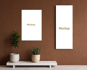 Wall Mural - Photoshop mockup template white frame for custom image and text