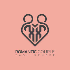 Couple love Heart symbol ALL letter logo icon design template. May be used in medical, dating, Valentines Day and wedding design.