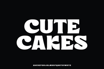 Wall Mural - bold playful cute cakes alphabet display font vector. fun serif typeface