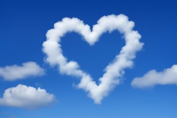 Blue sky with two heart-shaped clouds.