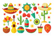 Cinco de mayo birthday elements and icons vector on an isolated background