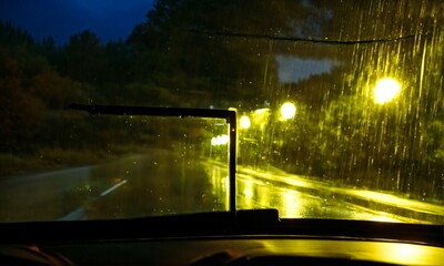 Canvas Print - driving in the rain