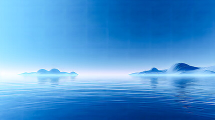 Wall Mural - A beautiful blue sky with clouds and a calm ocean