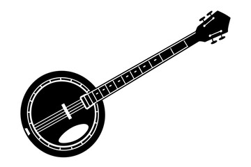 banjo silhouette vector art illustration
