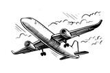 Fototapeta Tematy - Vacation Travel Airplane vector. Plane in sky drawing