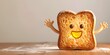 Cheerful Bread Character Rises to the Occasion with Playful Expression on Simple White Background