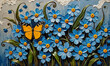 Oil Painting of a Butterfly on Forget-Me-Nots: A Symbol of Hope and Joy