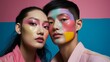 Cubic pastel makeup, asian couple