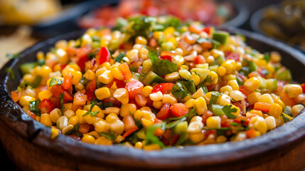 Poster - Vibrant and Fresh Black Bean Corn Salad in Rustic Bowl