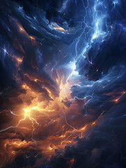 Wall Mural - electrified skyscape: lightning strikes and cloud turbulence
