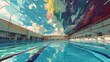 Summon the digital incarnation of an Olympic swimming pool, a mesmerizing scene painted by AI strokes, where the surreal meets the achievable, and pixels weave dreams into reality attractive look