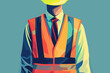 Vigilant businessman dons a hard hat and safety vest, prioritizing workplace safety and security measures to protect employees from potential harm and hazards
