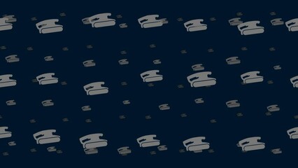 Poster - Sanding symbols float horizontally from left to right. Parallax fly effect. Floating symbols are located randomly. Seamless looped 4k animation on dark blue background