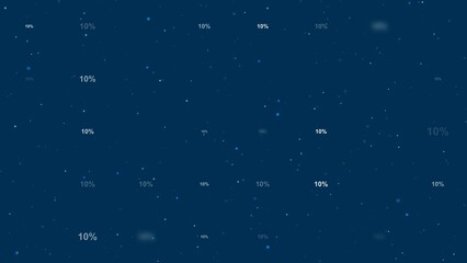 Poster - Template animation of evenly spaced 10 percent symbols of different sizes and opacity. Animation of transparency and size. Seamless looped 4k animation on dark blue background with stars