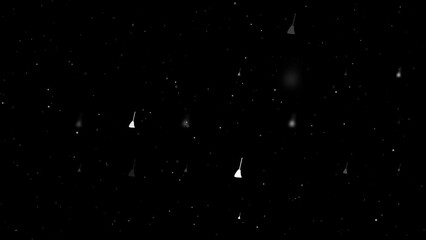 Poster - Template animation of evenly spaced broom symbols of different sizes and opacity. Animation of transparency and size. Seamless looped 4k animation on black background with stars
