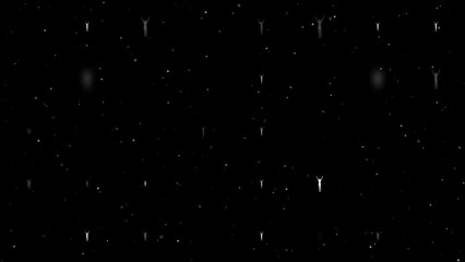 Poster - Template animation of evenly spaced woman stretches symbols of different sizes and opacity. Animation of transparency and size. Seamless looped 4k animation on black background with stars