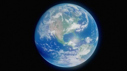 Wall Mural - Unique view of the April 8th, 2024 solar eclipse, as seen from high in orbit above planet Earth, cuts a path across North America in this high quality 4K 3D animation