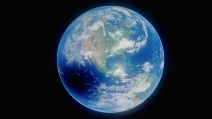 Wall Mural - The April 8th, 2024 solar eclipse, as seen from high in orbit above planet Earth, cuts a path across North America in this high quality 4K 3D animation. Demonstration of solar eclipse seen from space