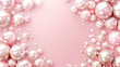 pink pearls on a light pink background with copy space