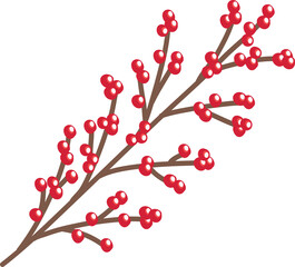 Wall Mural - red berries. Christmas decor. illustration, png. Christmas vibes. Holly branches with berries. Festive print. garland