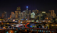 City Skyline And Freeway At Night