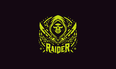 Vector raider skull vector logo unique and striking skull design for brand identity premium