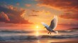 The Holy Spirit. Lovely seaside sunset with a soaring bird