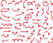© Tally 18 - Set of simple hand drawn  arrows . Set vector hand drawn arrows mark icons . Red simple pointer arrows collection . Simple dotted arrow collection. Vector hand drawn arrow mark vector