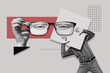 © Evgeniy Shvets/Stocksy - Collage with female hand holding glasses and a man with raised hands