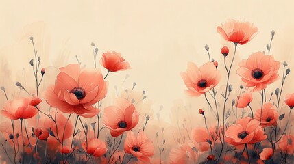 Wall Mural - Watercolor painting modern background with flowers.