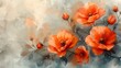 Watercolor flowers on a floral background...