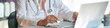 Web banner with doctor working for telemedicine service