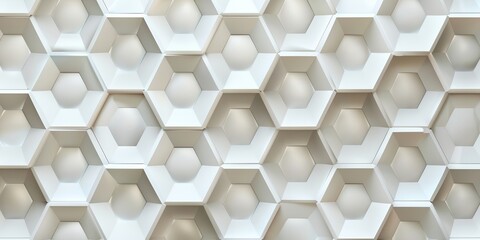 Poster - White background with a pattern of hexagons. The pattern is made up of honeycomb texture.